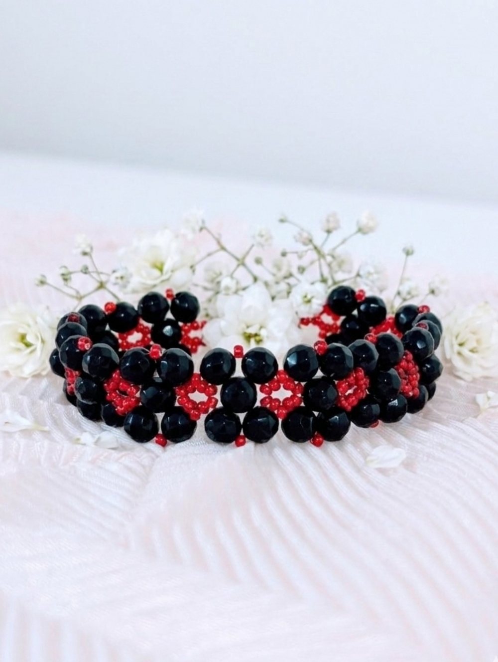 Onyx/Czech Glass Beaded Bracelet